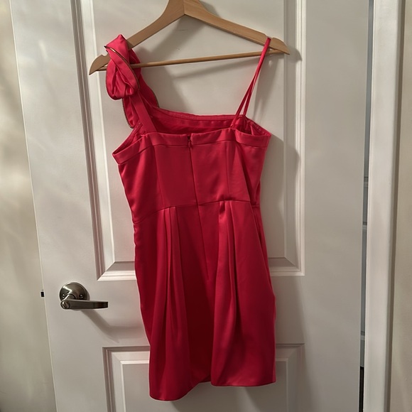 BCBG Maxazria hot pink one shoulder cocktail dress - Picture 2 of 3